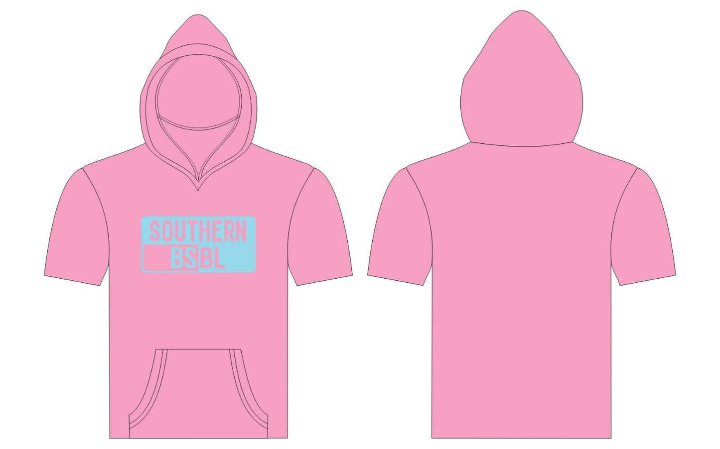 Southern Baseball Pink & Blue Short Sleeve Hoodie