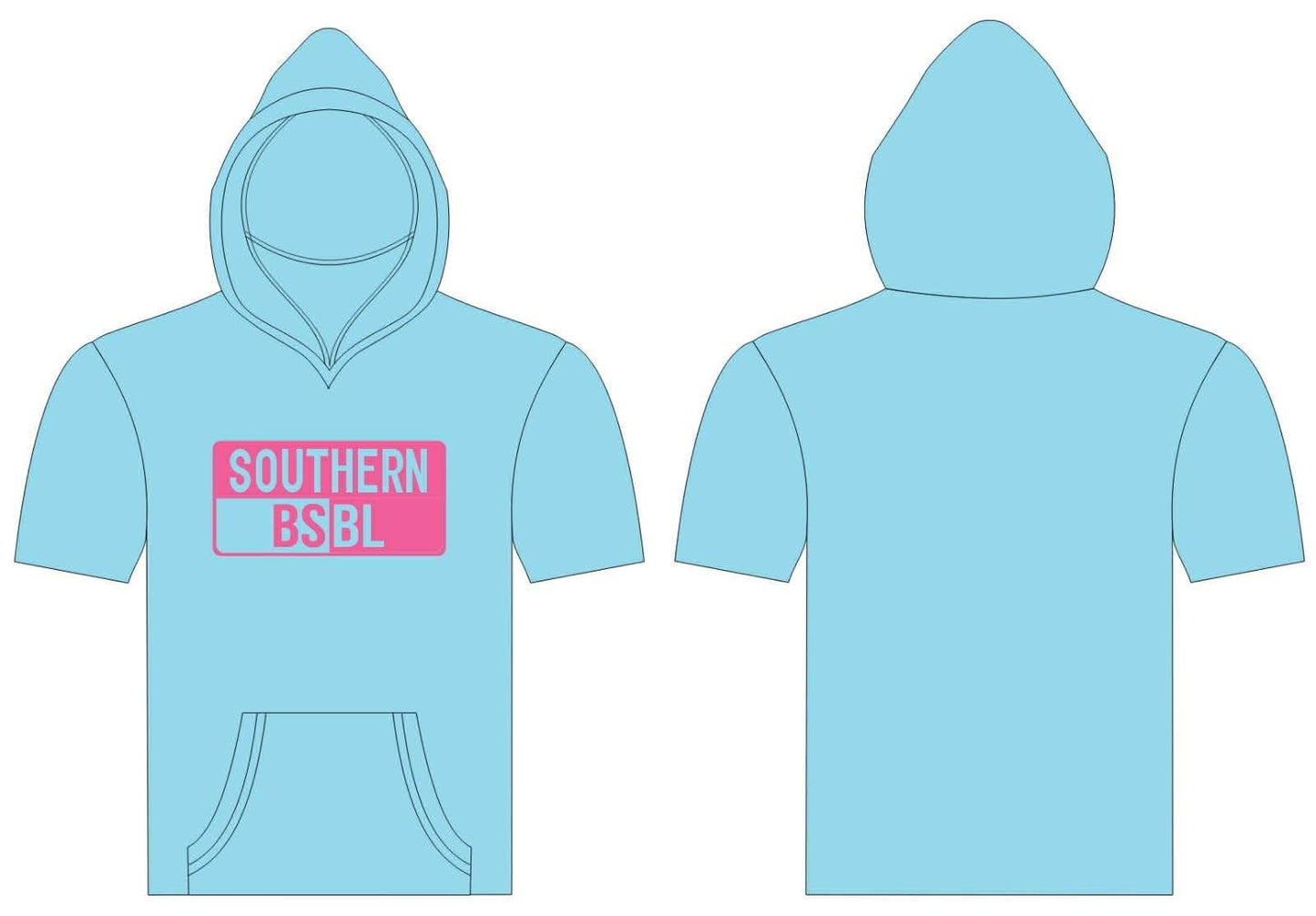 Southern Baseball Blue & Pink Short Sleeve Hoodie