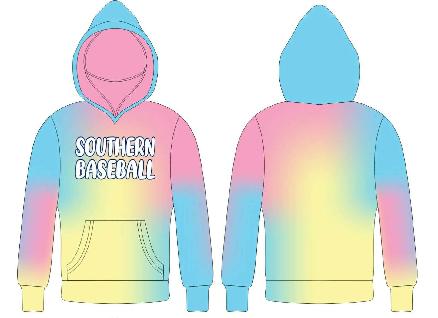 Southern Baseball Pastel Tie-Dye Hoodie