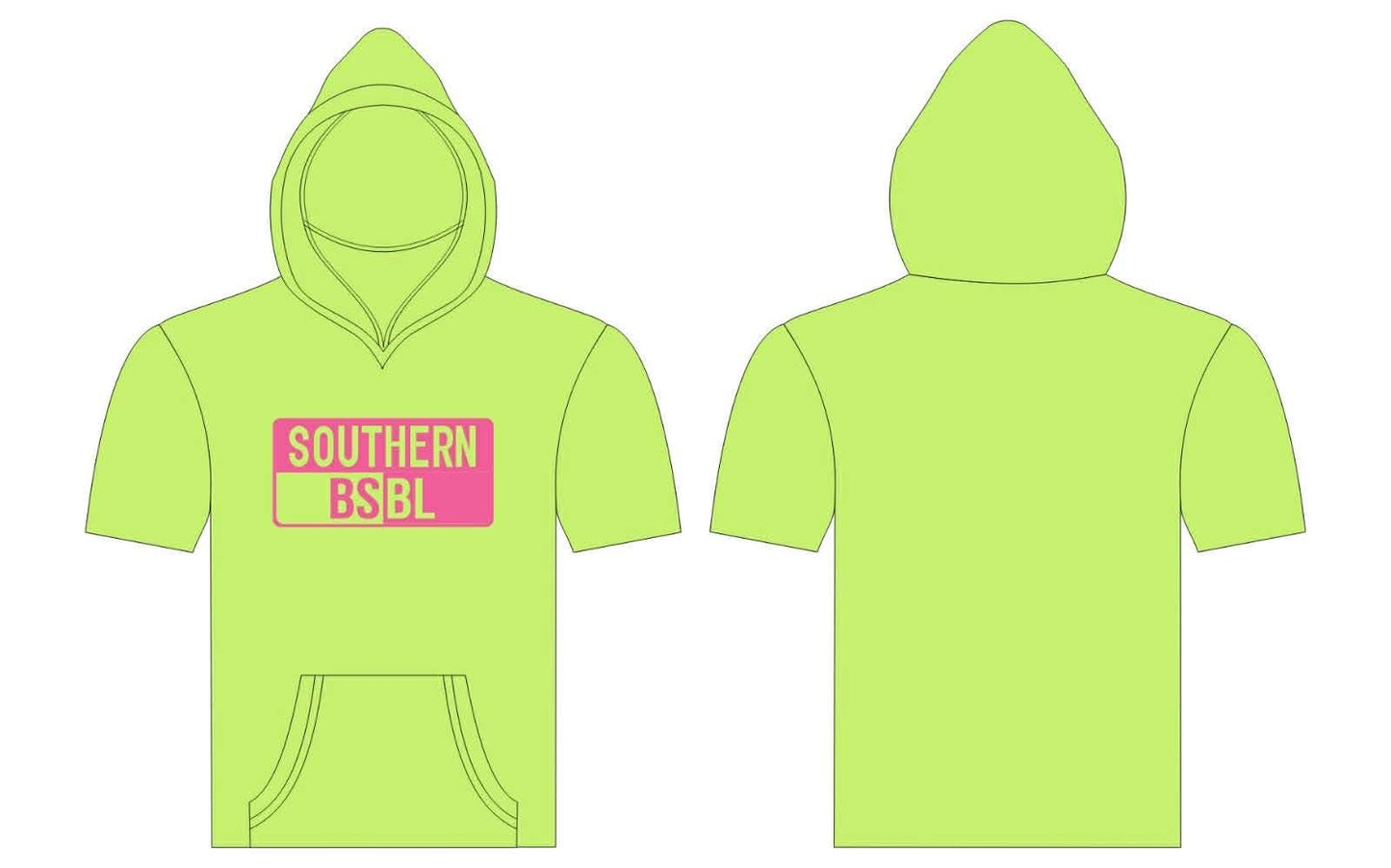 Southern Baseball Lime Green Short Sleeve Hoodie