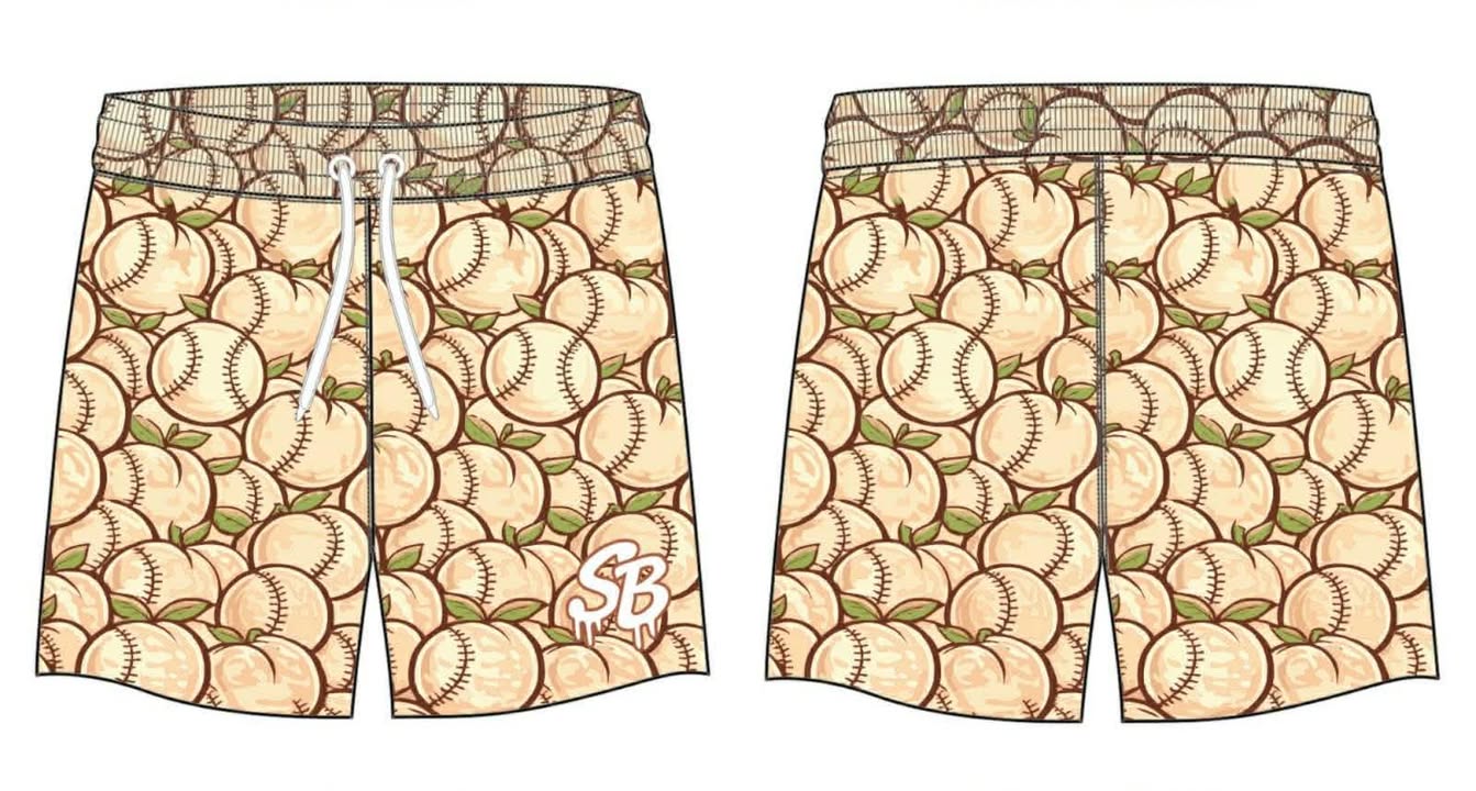 Peach Baseball Swim Trunks