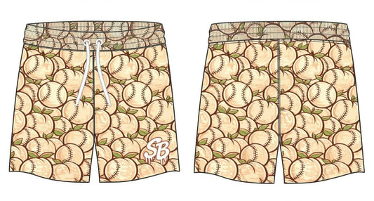 Peach Baseball Swim Trunks
